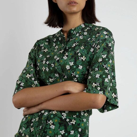 The Kit. Cobie Midi Shirtdress in Green Primrose - Picture 2 of 11